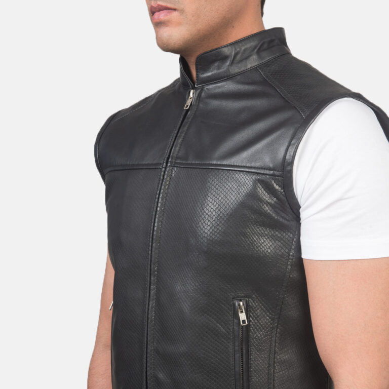 Mens Roland Black Leather Biker Vest_3736-9-1618225329997
